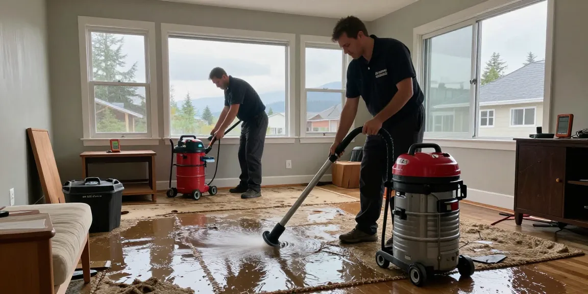 Water Damage Restoration West Vancouver technician extracting water from flooded home.