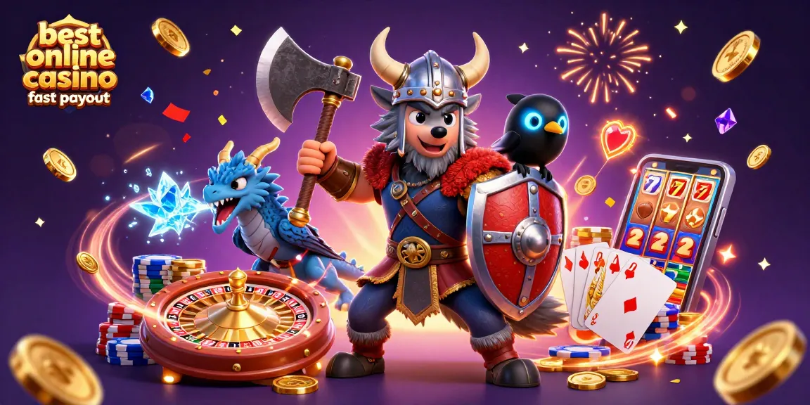 Experience the thrill of the best online casino fast payout with a dazzling 3D illustration featuring epic gaming characters.