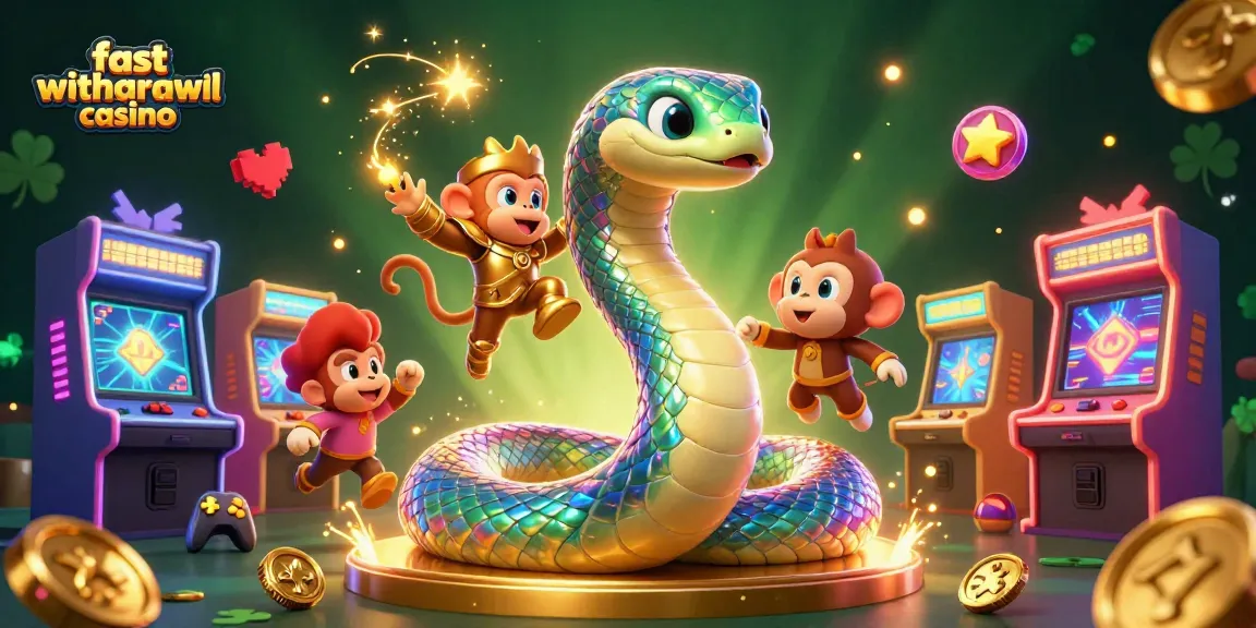 Experience the thrill of fast withdrawal casino wins with colorful characters and vibrant game elements in this dynamic illustration.